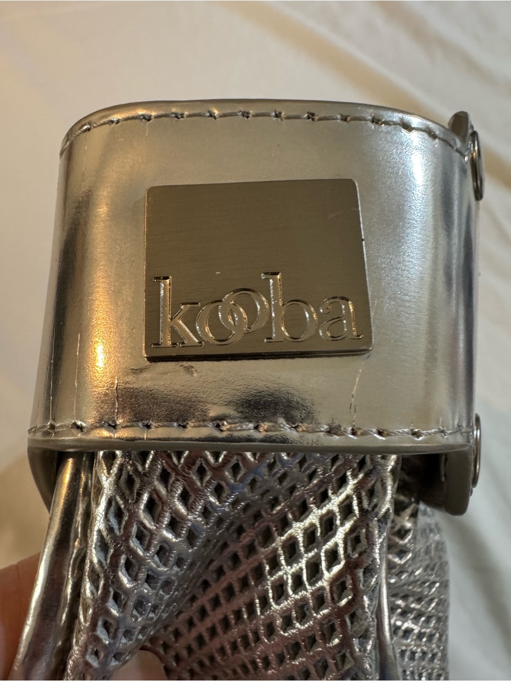 Kooba Metallic Silver Perforated Mini Handbag Y2K - Picture 3 of 7